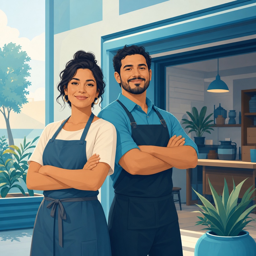 Emprendedores hispanos frente a su pequeño negocio