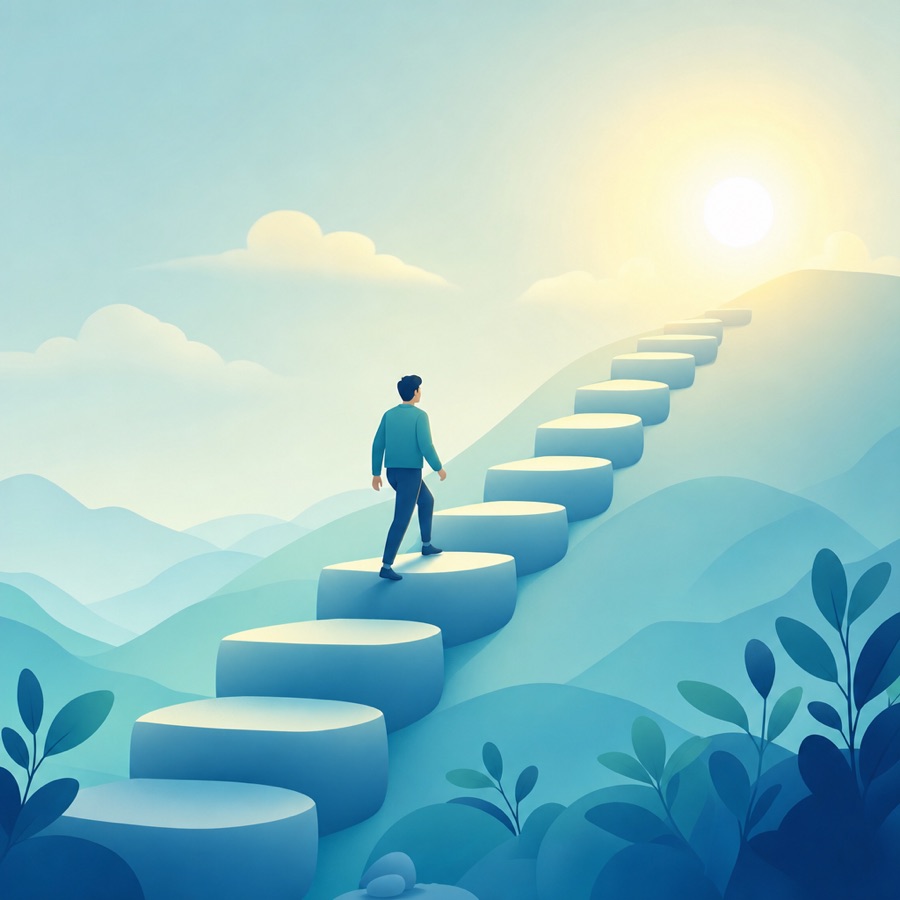 Camino ascendente que representa la reconstrucción gradual del crédito